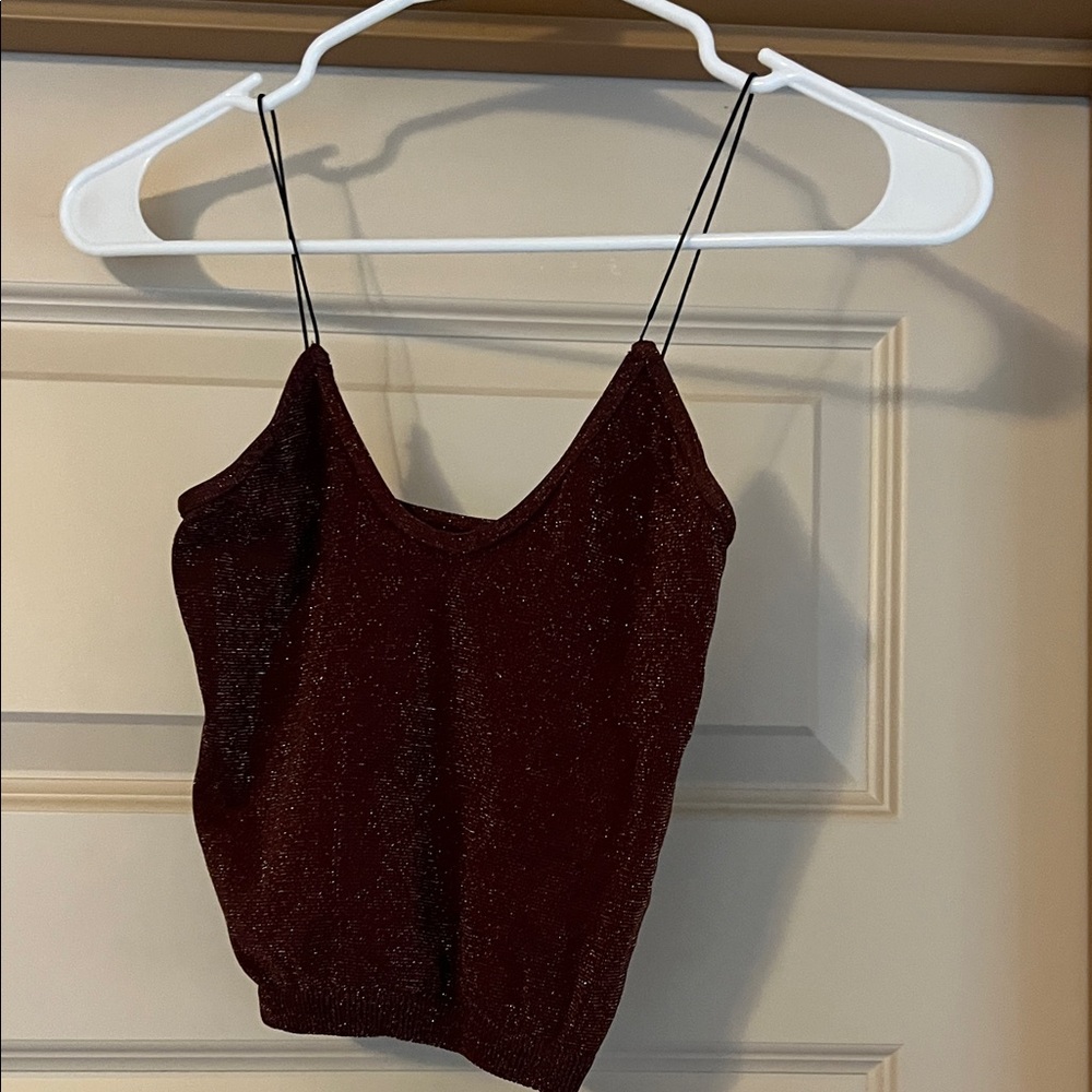 Free People Shimmering Burgundy Camisole